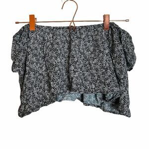EUC ANGL Blue Floral Off Shoulder Crop Top Small